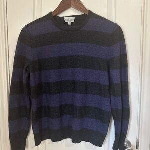 Neiman Marcus Striped Black and Purple Sweater